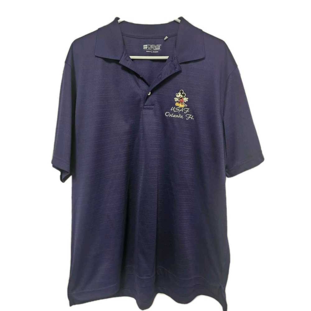 Gear For Sport Mens Polo Shirt Purple  Short Sleeve Adult Large Mickey Emblem